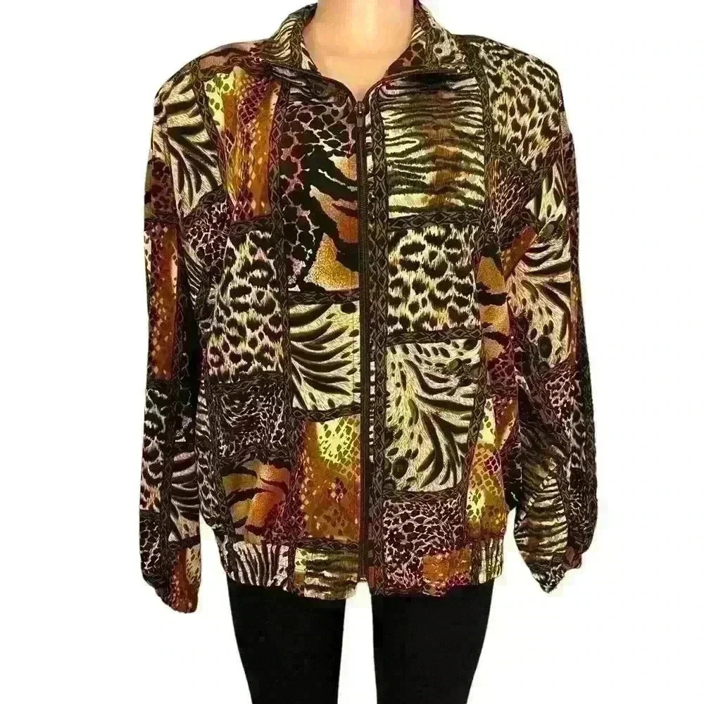 Animal print lovers Vintage Erin London Jacket Animal Print Full Zipper in Front